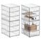 mDesign Plastic 3 Drawer Stackable Organizer for Bathroom Storage, 4 Pack, Clear